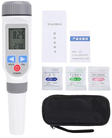 Weytoll PH-Tester mit automatischer Abschaltung und Temperaturkompensation, 0,00–14,00 pH-Bereich für Industrie, Lebensmittel, Forschung (PH-B)