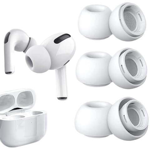 TwinkleHom [3 Pairs] Replacement Ear Tips for AirPods Pro 1 & 2, Anti-Slip Silicone Earbud Tips with Noise Reduction Hole & Portable Storage Box, 3 Sizes (S/M/L) - White