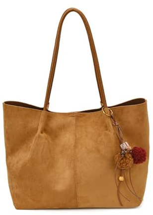 JIABAOZ Kunstwildleder Tote Bag, Kunstwildleder Tasche Damen Hobo Handtasche Damen Mittelgroß Vintage Schultertasche Slouchy Bag Für Arbeit Büro Reisen Einkaufen Schule