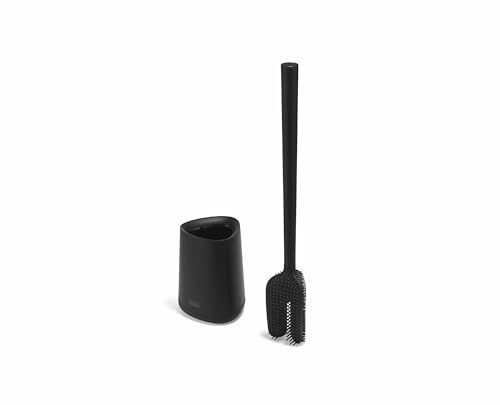 Joseph Joseph Flex 360 Lite Silikon Toilettenbürste mit Halter, Anti-Tropf, Austauschbarer Kopf, Schwarz