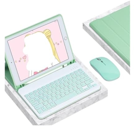 kuaijiexiaopu Tablet Protective Case with Keyboard and Mouse Set Suitable for iPad 11th Gen/10th Generation 10.9-inch Universal(Square Keyboard+Mouse+Green)