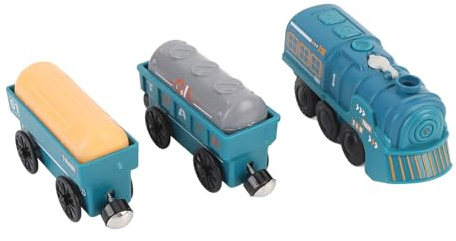 RASTKY Elektrisches Dampflokomotive-Eisenbahn-Set, Spielzeug für und Mädchen, Realistischer und Sicherer Batteriebetriebener Zug für, 5 X Spielzeugeisenbahn für ab 3 Jahren (Green)