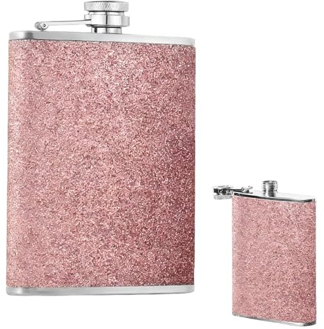Hip Flasks for Women, 1 Pcs Shimmering Pink Ladies Hip Flask, Pink Hip Flasks Suitable for Hiking, Camping, Barbecues, Birthday Parties and Festive Occasions