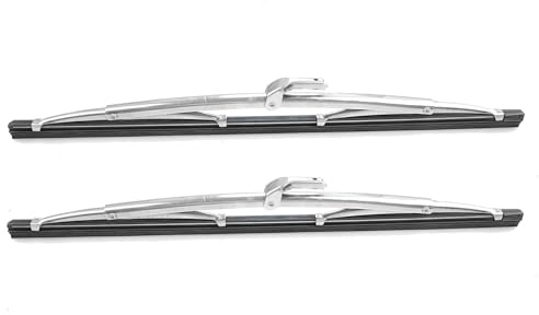 16 Zoll Klassische Scheibenwischer für Oldtimer Auto & Motorboot, 2er Set | Edelstahl Front-Scheibenwischer Vintage, Länge 400mm/400mm, für Wischerarme mit 7mm-Bajonettanschluss, Poliertem Edelstahl
