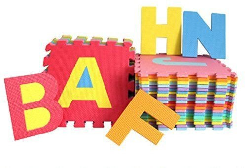 Puzzlematte Kindermatte 86tlg. Spielteppich für Kinder & Baby Lernmatte aus Schadstofffrei Eva Schaumstoff Schutzmatte Fintness Sport ''Alphabet und Zahlen''