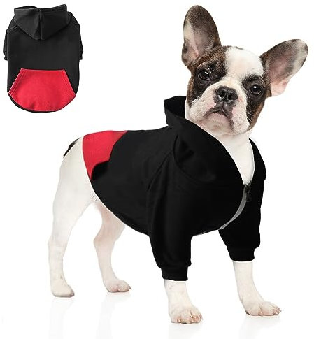 meioro Hunde Kapuzenpullis Warm Hundebekleidung Reißverschluss Hundekleidung Nette Haustier Hoodies (XXL, Schwarz)