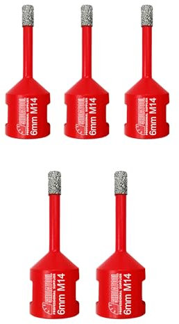 SHDIATOOL Diamond Core Drill Bit,Hole Saw Diameter 6mm 1/4 M14 Thread Vacuum Brazed for Concrete Granite Marble Porcelain Tile Masonry Brick,5PCS