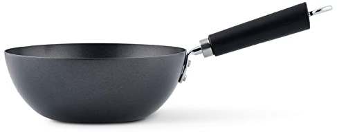 Ken Hom kleiner Antihaft Mini Wok Induktion 20 cm Wokpfanne aus Karbonstahl mit Phenolharz-Griff