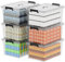 Cetomo 65L*6 Aufbewahrungsboxen, Tragbare Plastikboxen mit Deckeln, Organizer-Behälter mit Griff und Clips, Stapelbar, Ineinander Nestbar, für Zuhause und Büro, Transparent, 65L-6er Pack