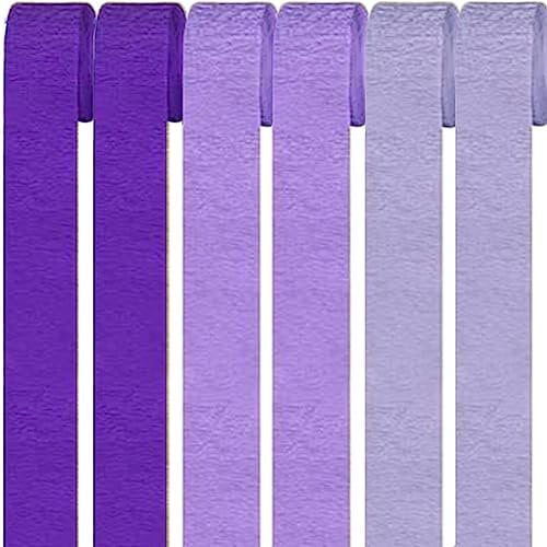6 rollos de papel crepé multicolor, arco iris para fondo, serpentinas, papel crepé arcoíris, crepé para manualidades y decoración de fiestas (3 estilos morado)