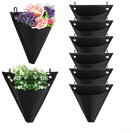 PETSTIBLE Schwarze Wand-Pflanztasche Dreieckige Hängetasche Design, hängende Pflanztaschen für Wand Garten Blumentöpfe