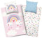 Aminata kids Kinderbettwäsche 135x200 cm Kinder Mädchen Baumwolle Regenbogen | Wende-Kinder-Bettwäsche-Set Wolke-n Herz-en | YKK Reißverschluss rosa