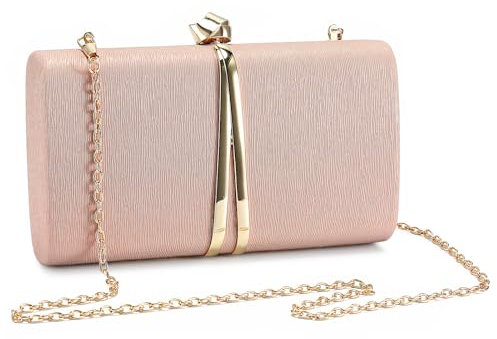 BAIGIO Damen Abendtasche Blumen Clutch Elegante Clutch Leder Handtasche Kette Shiny Umhängetasche für Hochzeit Party Brauttasche Champagner