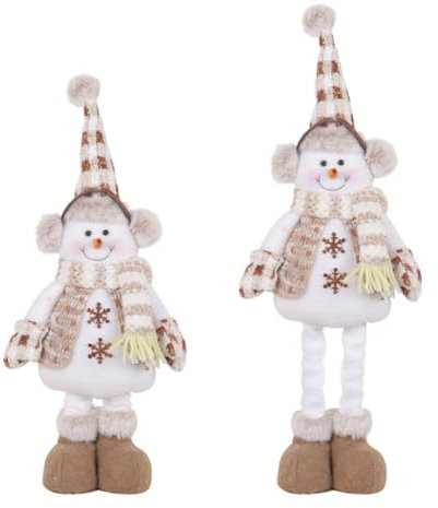 URFEDA Weihnachtsfiguren Deko, Stehende handgemachte Plüschpuppe Weihnachts Teleskop Puppen Weihnachtswichtel Schneemann Rentier Plüschtier Stehend Mit Teleskop-Beinen für Weihnachten Neujahr Deko