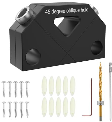 Foppla Bohrmaschinen-Führung mit 45 ° Winkel, aus Aluminium, Legierung, Jig-Set, 45 °, schräge Bohrung, Taschenposter, Bohrung für Spurlöcher