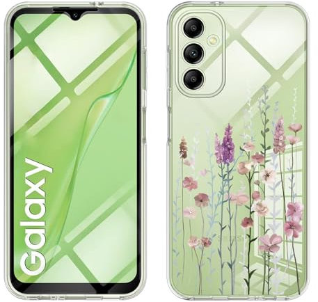 Kaywzo Hülle für Samsung Galaxy A34 5G,Transparent TPU Handyhülle mit Gemälde Blume Muster,Ultradünn Stoßfester Schutzhülle,Schön Silikon Cover Case-3