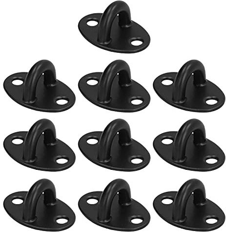 Gsycle Deckenhaken aus Edelstahl, 10 Stück, Augenplatte, Schwarzer Deckenhaken, Deckenmontagehaken, Ösenhaken, Schrauben-Deckenhaken Zum Aufhängen von Pflanzen