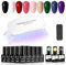 NAILWIND Kit Vernis Semi Permanent avec UV LED Lampe 14PCS Noir Blanc Rouge Vert Bleu Violet 9 Couleurs Vernis Gel Manucure Démarrage Kit