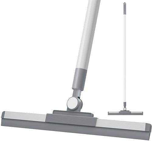 YUNGMAX Floor Squeegee, Adjustable Long Handle Shower Cleaner Floor Squeegee Broom for Wet Room Water Dust Hair Removal