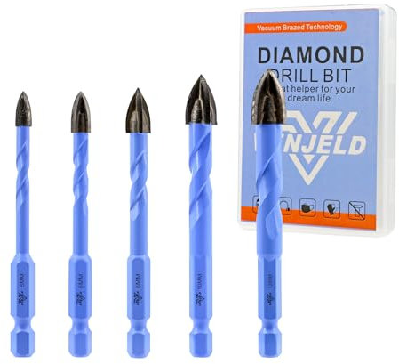 VENJELD Masonry Drill Bits Set - 5/6/8/10/12mm 5Pcs Carbide Drill Bit for Wood Plastic Masonry Ceramic Tile - Quick Change Hex Shank with Storage Case
