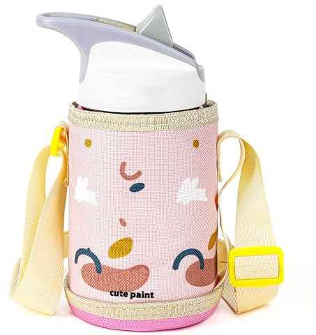 Linkidea Wasserflaschenträger mit hartem Boden und Gurt, kompatibel mit CamelBak 12 oz/14 oz, Contigo 14 oz, Wasserflaschen-Umhängetaschenhalter mit Schultergurt (Rosa)