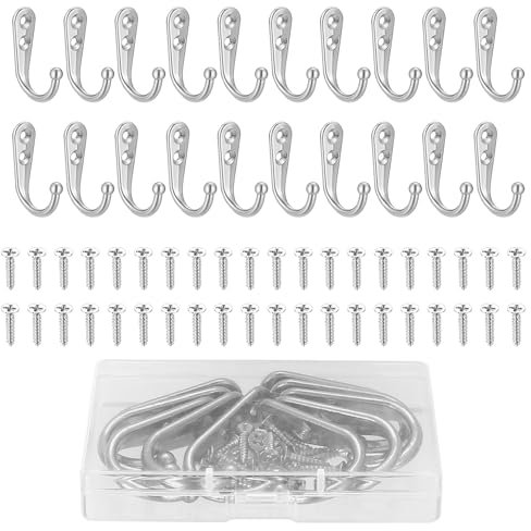 DAJMAIEZ 10 Stk. Haken zum Schrauben, Wandhaken, Garderobenhaken Silber, Kleiderhaken Wand, Kleiderbügel Haken, Mantelhaken Schwerlast für Kleidung Hut Schal Tasche Handtuch Schlüsselkappe
