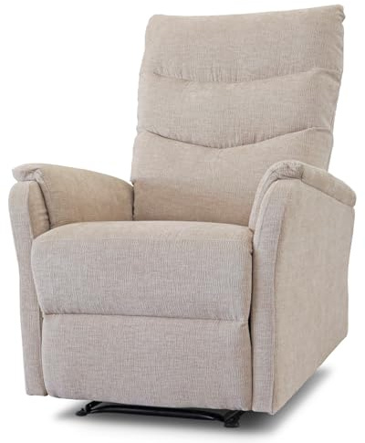 EVERGREENWEB - Poltrona Relax Reclinabile Elettrica con Comodo Pulsante Integrato nel Bracciolo, Schienale Regolabile e Triplo Cuscino in Tessuto Beige, 2in1 Poltrona Letto con Seduta Ergonomica