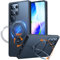 TORRAS Ostand Q3 Spin für Samsung Galaxy S25 Ultra Hülle (360° Magnetischer Robust Standring) TOP Militärschutz Stoßfest Kratzfeste Matt Durchscheinende Rückseite Hülle Samsung S25 Ultra Case Schwarz