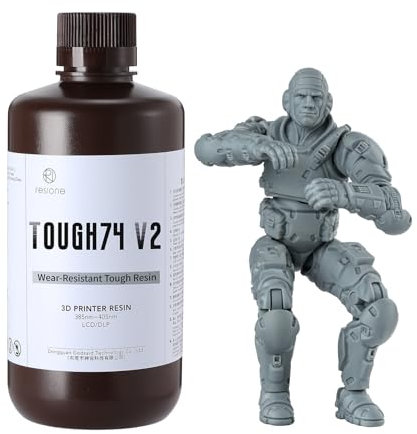 RESIONE Tough74 V2 ABS-like Resin - Abriebfestes Tough Resin für hochpräzise 3D Druck Resin - Stabiler Druck mit Resin für 3D Drucker für DLP MSLA LCD 3D-Drucker - Grau