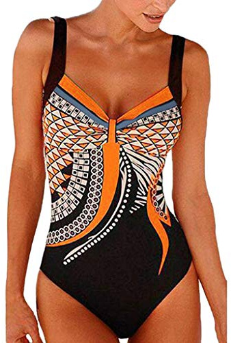 FUPODD Badeanzug Damen Bauchweg Hoher Beinausschnitt Badeanzüge Bauch Weg Push Up Bikini Set Einteiler Rückenfrei Bademode Curvy Monokini Frauen V Ausschnitt Monokinis Triangel Swimsuits Vintage