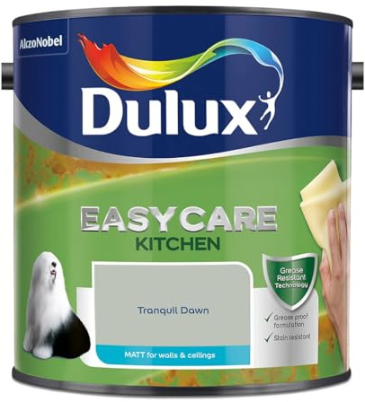 Tranquil Dawn Dulux Easycare Kitchen Matt Emulsion Paint 2.5L – Grease & Stain Resistant, Washable Matt Finish, Durable Interior Paint for Kitchen Walls & Ceilings