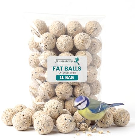 1L Fat Balls for Wild Bird Food, Feed for Robins Sparrows Garden Wildlife