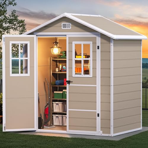 YITAHOME Klein Gartenhaus Kunststoff 183x135x208cm,Fahrradgarage,Warmton
