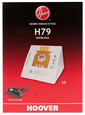HOOVER H79 Sacs pour Aspirateurs Hoover - Compatibles avec les Aspirateurs Traîneaux Power Capsule et Space Explorer - Sacs d'Origine - en Papier - Anti-Odeur - Lot de 5 Pièces