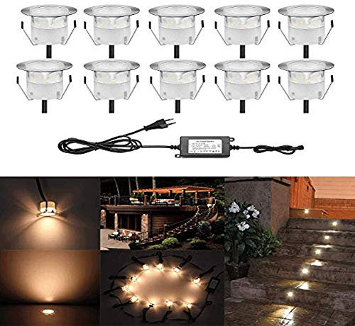 QACA Lot de 10 Spots LED Encastrable,Spots pour Escaliers Pont Lumière pour Jardin, Patio, Spots Luminaires LED Decoration les EscalierDC 12V Etanche IP67 (Blanc Chaud)
