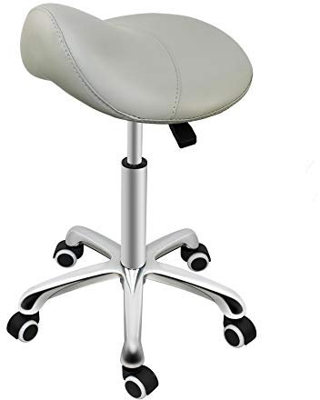 Grace & Grace Professioneller Sattelhocker, hydraulischer Drehgelenk, bequem, ergonomisch, mit robuster Metall-Basis, für Zahnarzt, Spa, Massagesalons, Studio (grau)