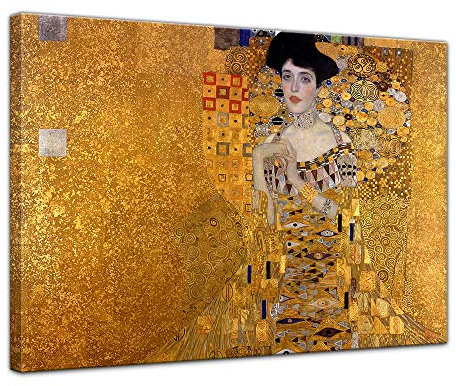 Bilderdepot24 Bild auf Leinwand | Gustav Klimt - Adele Bloch Bauer I in 120x90 cm als Wandbild | Wand-deko Dekoration Wohnung alte Meister | NEU-180206-120x90-abb