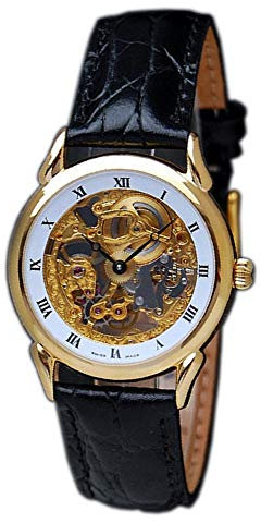 OSCO Armbanduhr Analog Automatik mit Lederarmband (3.4 cm, Weiss/Gold)