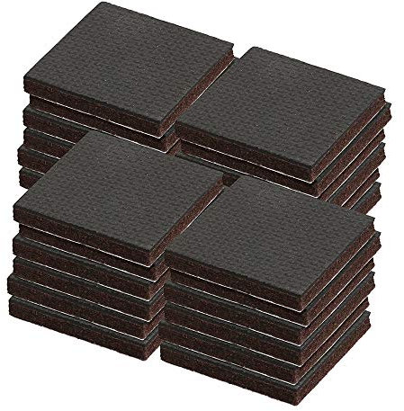 Prime-Line 24 feltrini antiscivolo resistenti per mobili, 1/4 di spessore x 3,8 cm x 3,8 cm, quadrati, retro autoadesivo, feltro marrone con gomma nera, MP76720