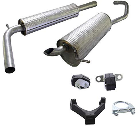 Auspuff Schalldämpfer Set Komplette Auspuffanlage ab Kat Endschalldämpfer + Mittelschalldämpfer + Montagesatz Zubehör