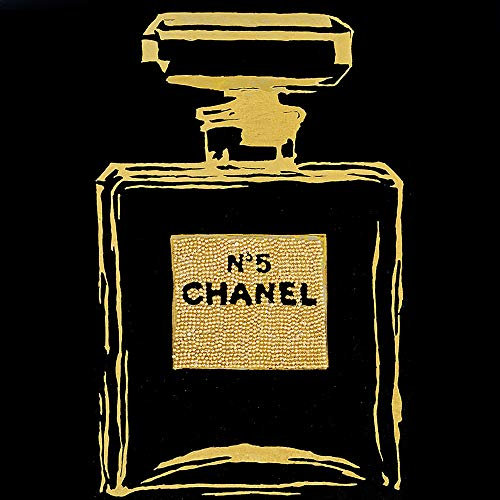 Buyartforless Chanel Urban Chic in Gelb und Schwarz von PopArtQueen 61 x 61 cm