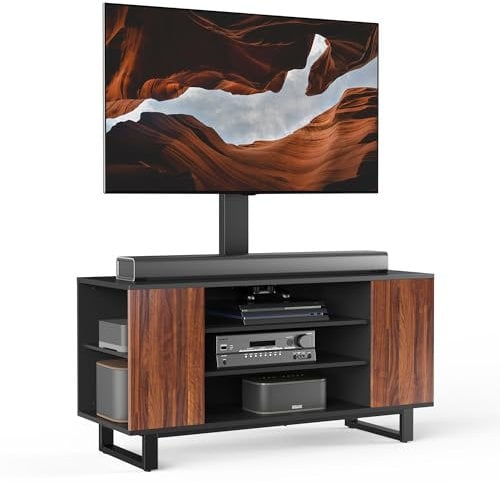 FITUEYES Soporte de TV con Soporte de TV para Pantalla de 32-70 Pulgadas con 2 estantes Ajustables para Sala de Estar, Sala de Estar y Dormitorio