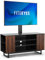 FITUEYES Wooden TV Stand Cabinet with Swivel Bracket for 32-70 Inch Flat Curved TV Tall Cantilever TV Stand with Open Removable Shelves Height Adjustable Black and Walnut Hold 40kgs