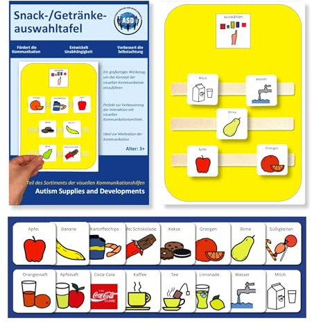 Snack Auswahltafel Autismus, Nonverbale Kommunikation Bildkarten (Deutsch) | Symbole 4,5 cm, Kinder, ADHS-Hilfsmittel, Schule/Kita/Alltag, Therapie-Material, PECS-kompatibel, Boardmaker PCS, abwischbar