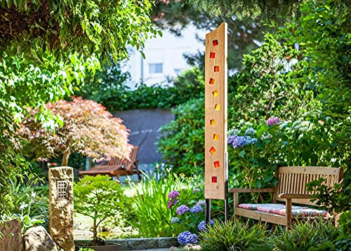 Gartenskulptur aus Holz und Glas. Gartendekoration als Unikate handgefertigt und wetterfest