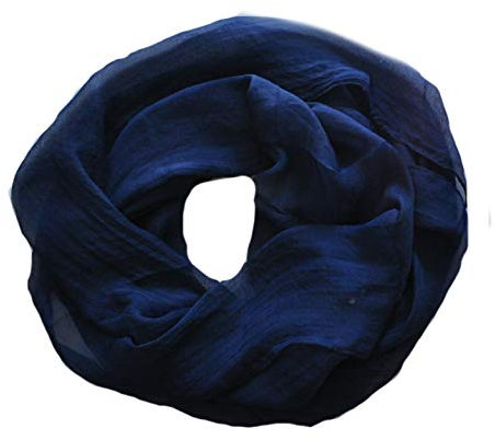 Euly Seide LoopSchal Schlauchschal Rundschal Halstuch Tuch Schal Uni für Frühling Sommer Ganzjährig (Dunkelblau)