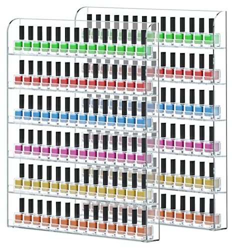 FEMELI 2 Pack 20 * 24 Inch Clear Acrylic Nail Polish Wall Racks