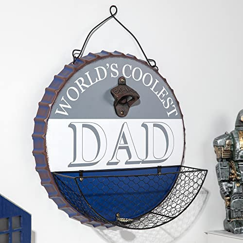 glitzhome 13 D Father's Day Metal Wall Decor Hanging Art Sign with Bottle Cap Opener