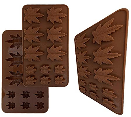 Cannabis-Form aus Silikon, für Muffins, Kekse, Schokolade, Fondant, Grün, Süßigkeiten, Polymerton, essbarer Hanf, 3 braune Formen