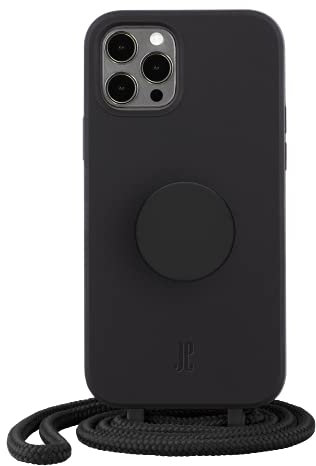 PopSockets x Just Elegance - Phone Case for iPhone 12 Pro Max with a Removable Braided Necklace and a PopGrip with a Swappable PopTop - Black
